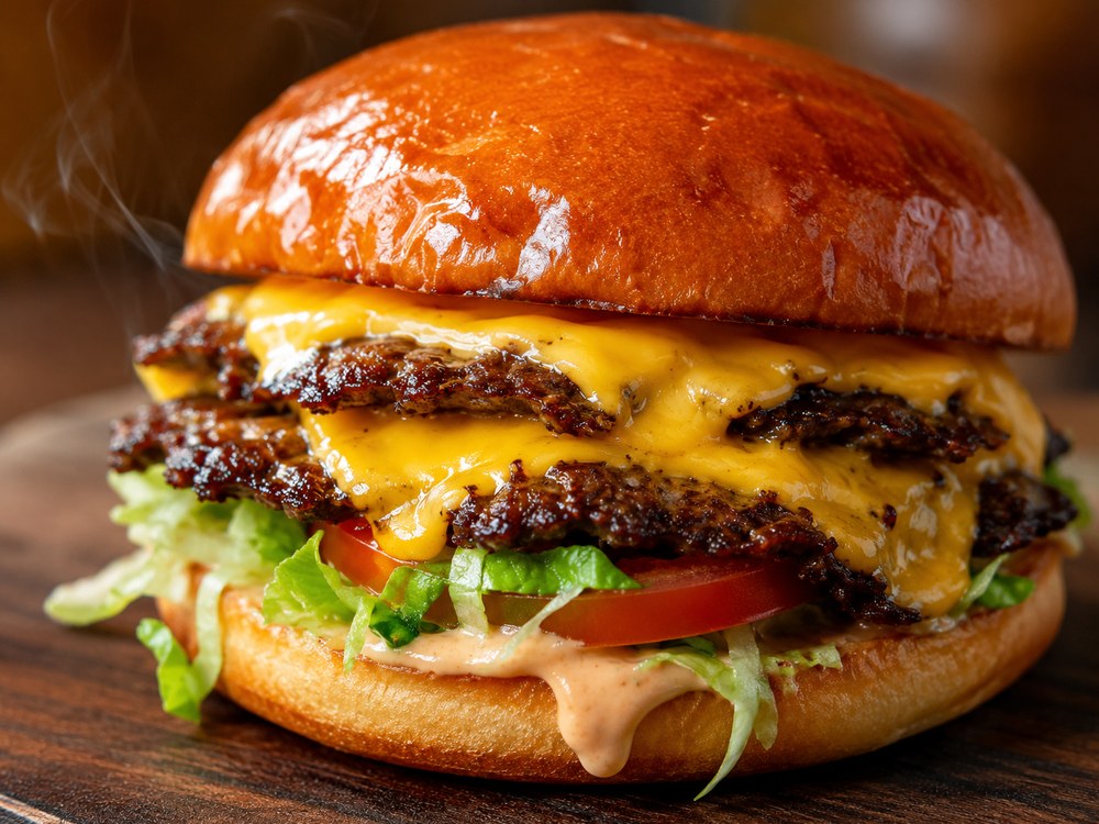 Smash burger Smash'N Cheese, fromage fondu et croûte caramélisée